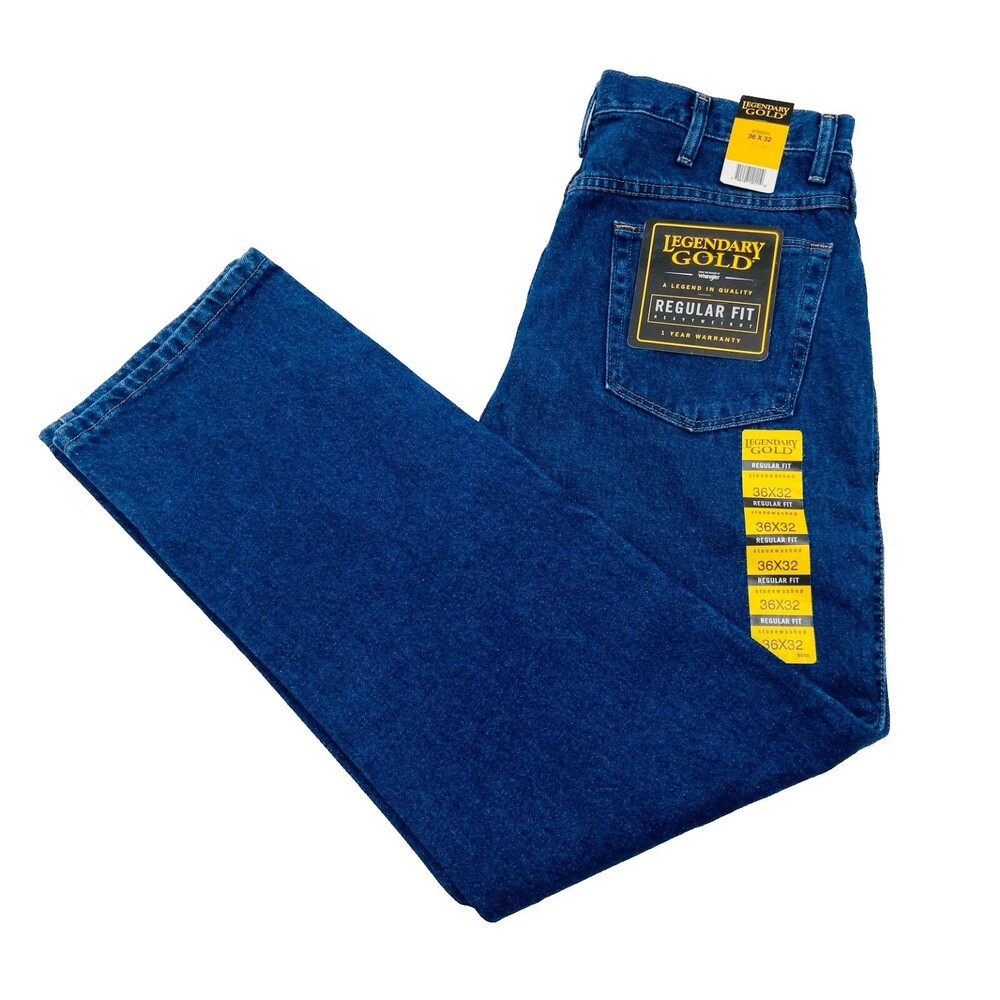 BRAND NEW MENS 36X32 DENIM MEDIUM BLUE STONEWASHED REGULAR FIT JEANS/PANTS